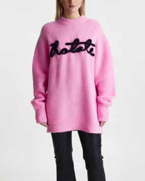 ROTATE Birger Christensen   Sweater Oversize Logo Jumper Pink 